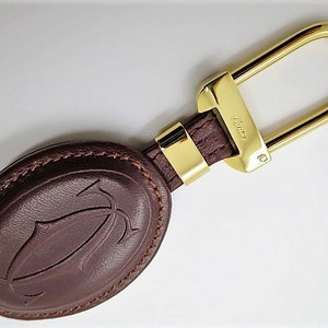 CARTIER KEY CHAIN, Burgundy Cowhide w Golden Appointments & Cartier Box, Cartier Key Fob, Leather Goods, Wallets, Handbags, Must de Cartier image 3