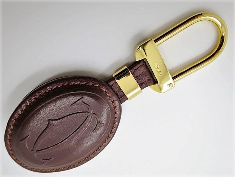 CARTIER KEY CHAIN, Burgundy Cowhide w Golden Appointments & Cartier Box, Cartier Key Fob, Leather Goods, Wallets, Handbags, Must de Cartier image 3