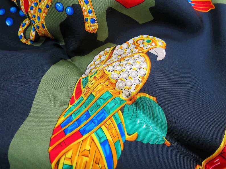 CARTIER SCARF, "Jeweled Menagerie", 100% Silk with Cartier Tag, Box & Certificate, Made in France, Cartier Foulard Soie, Vintage Scarf image 1