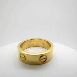 CARTIER LOVE Ring, Size 49 (4.75 US), 18kt Yellow Gold with Cartier Box & Certificate, Cartier B4084600, Cartier B4084649, Wide Band image 6