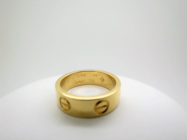 CARTIER LOVE Ring, Size 49 (4.75 US), 18kt Yellow Gold with Cartier Box & Certificate, Cartier B4084600, Cartier B4084649, Wide Band image 6