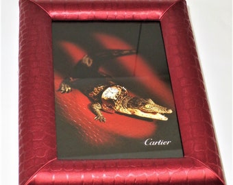 AUTHENTIC CARTIER FRAME La Dona Collection in Red Silk Brocade French Chinoiserie Picture Frame