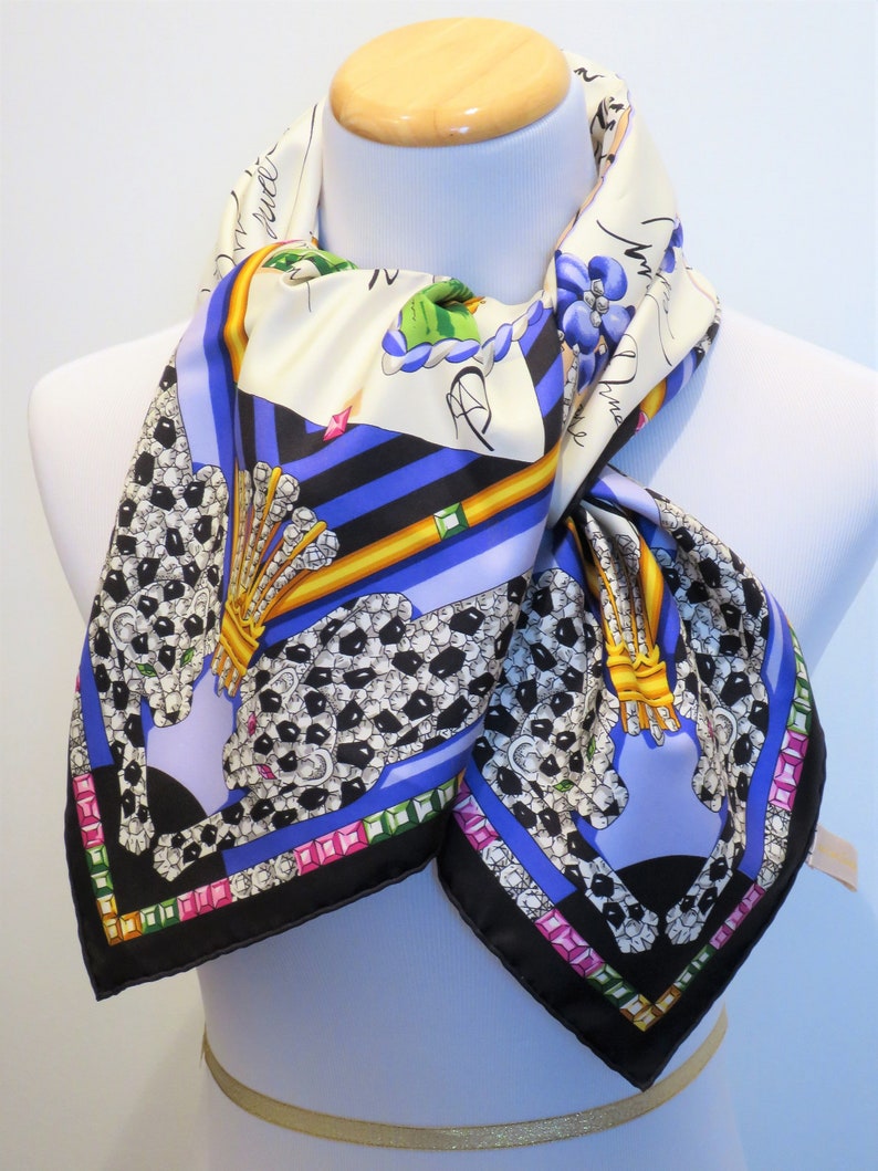 CARTIER SCARF, "Correspondance Princiere" Edition, 100% French Silk with Cartier Tag, Booklet & Red Box, Cartier Foulard Soie, Vintage Scarf image 5