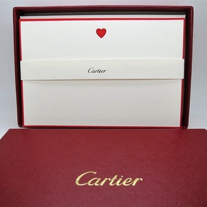CARTIER STATIONERY, "Ruby Heart" Motif, Set of 9 w Envelopes & Box, Cartier Note Cards, Cartier Writing Paper, Luxury Paper, Fine Stationery image 5