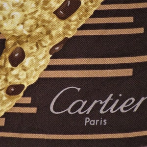CARTIER SCARF, "Léopard Majestueux" Decor, 100% Silk with Cartier Tag & Certificate, Cartier Foulard Soie, Vintage Scarf, Tapestry image 10