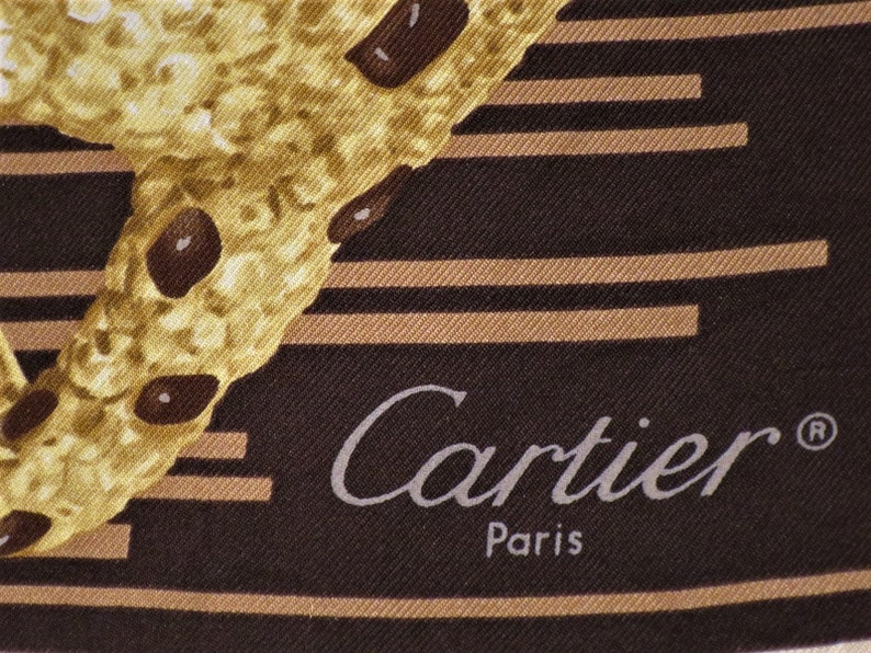 CARTIER SCARF, "Léopard Majestueux" Decor, 100% Silk with Cartier Tag & Certificate, Cartier Foulard Soie, Vintage Scarf, Tapestry image 10