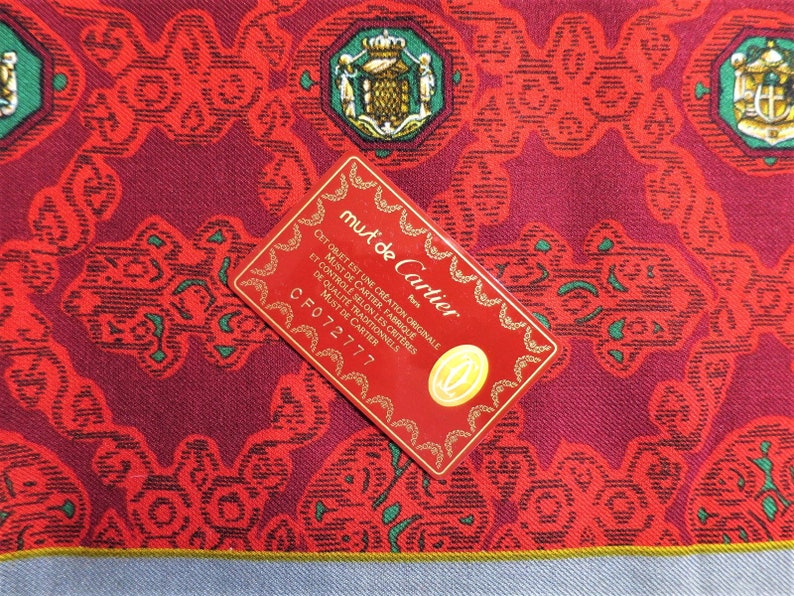 CARTIER SHAWL, "Royal Warrant" Pattern, Wool with Silk Blend, Made in Italy, Gifts for Women, Red Accessories, Scarves & Wraps, Evening Wrap image 1