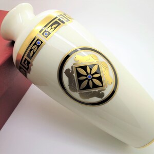 CARTIER VASE, "La Maison de l'Art Deco" Motif w 24kt Gold, Limoges Porcelain for Cartier, Cartier Panther, Egyptian Revival, Luxury Decor image 6