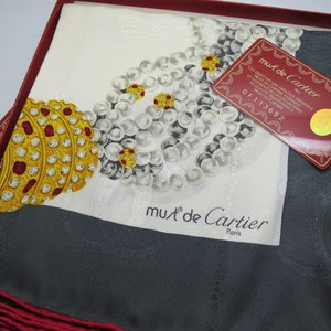 CARTIER SCARF, "Panthere Royale" Motif, 100% Silk, Made in Italy, Cartier Box & Certificate, Foulard Soie, Vintage Scarf, Luxury Scarves image 3