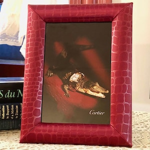 French Decor CARTIER Photo Frame a Vintage Red Silk Chinoiserie Picture Frame the Elegant Parisian Style for Living Room or Desk