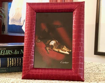 French Decor CARTIER Photo Frame a Vintage Red Silk Chinoiserie Picture Frame the Elegant Parisian Style for Living Room or Desk