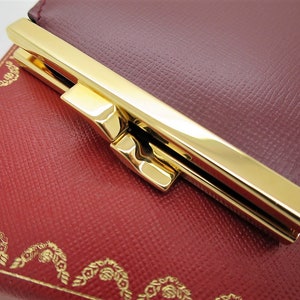 CARTIER COIN PURSE, Classic Burgundy with Golden Finish, Cartier Box & Certificate, Cartier Wallet, Leather Goods, Coin Pouch, Change Purse image 4
