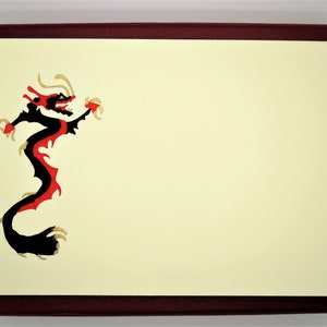 CARTIER STATIONERY, "Chinese Dragon" by Bill Glass for Cartier, Set of 5 w Envelopes & Box, Note Cards, Cartier circa 1990, Fine Stationery image 9