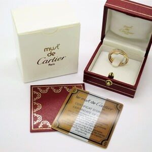 CARTIER XS Trinity Ring, 49 (4.75 to 5US), 18kt 3-Gold, Cartier Box & Certificate, Rings for Women, Stackable Rings, Bands, Gifts for Her image 7