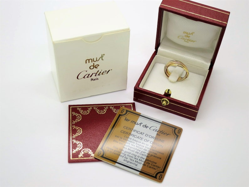 CARTIER XS Trinity Ring, 49 (4.75 to 5US), 18kt 3-Gold, Cartier Box & Certificate, Rings for Women, Stackable Rings, Bands, Gifts for Her image 7