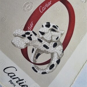 CARTIER SCARF, "Petite Panthere" Model, 100% Silk with Cartier Tag, Made in Italy, Cartier Foulard Soie, Vintage Scarf afbeelding 7