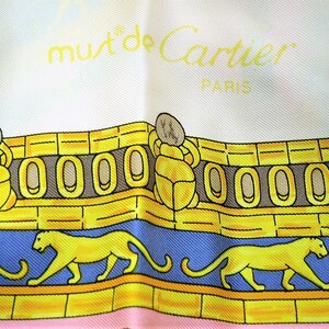 CARTIER SILK SCARF L'Égypte Edition with Original Cartier Tag and Red Shopper