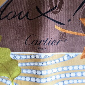 CARTIER SCARF, "L'Automne" Model, 100% Silk, Made in France, with Tag & Box, Cartier Foulard Soie, Vintage Scarf image 7