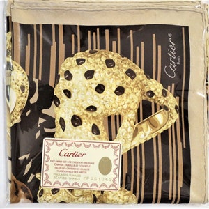 CARTIER SCARF, "Léopard Majestueux" Decor, 100% Silk with Cartier Tag & Certificate, Cartier Foulard Soie, Vintage Scarf, Tapestry image 9