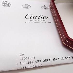 CARTIER WATCH the Ellipse Diamond Art Deco model 18kt Yellow Gold w Quartz Movement + Full Cut Alligator Strap, Cartier Warranty + Watch Box