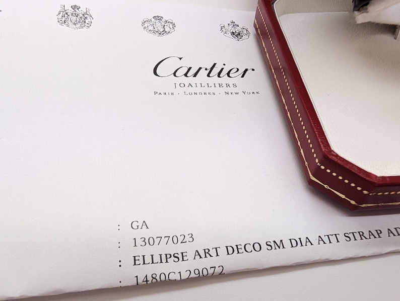 CARTIER WATCH the Ellipse Diamond Art Deco model 18kt Yellow Gold w Quartz Movement + Full Cut Alligator Strap, Cartier Warranty + Watch Box