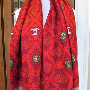 CARTIER SHAWL, "Royal Warrant" Pattern, Wool with Silk Blend, Made in Italy, Gifts for Women, Red Accessories, Scarves & Wraps, Evening Wrap image 7