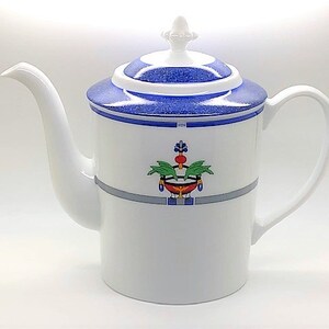 CARTIER 3-PC SERVICE, Coffee/Teapot w Cream & Sugar, "La Maison Venitienne" Porcelain w Cartier Red Boxes, Lapis Blue, Fine China, Limoges image 7