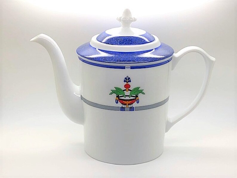CARTIER 3-PC SERVICE, Coffee/Teapot w Cream & Sugar, "La Maison Venitienne" Porcelain w Cartier Red Boxes, Lapis Blue, Fine China, Limoges image 7