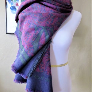 CARTIER SHAWL, "Paisley" Pattern, Wool with Silk Blend, Made in Italy, Gifts for Women, Gifts for Her, Scarves & Wraps, Blue Accessories image 4