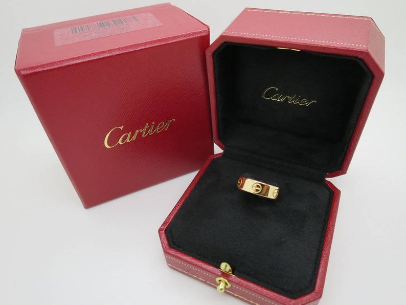 CARTIER LOVE Ring, Size 49 (4.75 US), 18kt Yellow Gold with Cartier Box & Certificate, Cartier B4084600, Cartier B4084649, Wide Band image 4