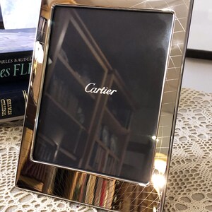 CARTIER PHOTO FRAME crafted in High Polished Sterling Silver with Elegant Wood a Cartier Home Decor Wedding Picture Frame Home and Office