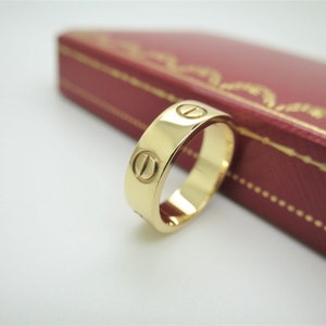 CARTIER LOVE Ring, Size 49 (4.75 US), 18kt Yellow Gold with Cartier Box & Certificate, Cartier B4084600, Cartier B4084649, Wide Band image 2