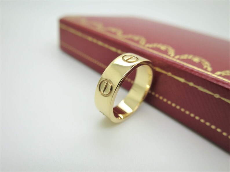 CARTIER LOVE Ring, Size 49 (4.75 US), 18kt Yellow Gold with Cartier Box & Certificate, Cartier B4084600, Cartier B4084649, Wide Band image 2