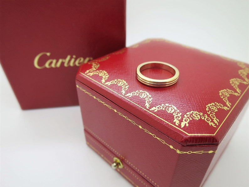 CARTIER TRINITY Wedding Ring, Size 49 (5 US), 18kt 3-Gold Band, Cartier Box & Certificate, Cartier B4052200, Cartier B4052249, Stacking Ring image 8