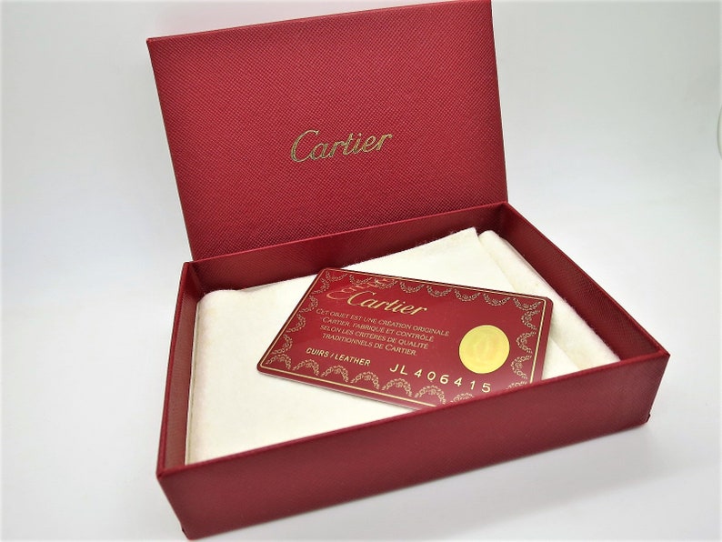 CARTIER PASS/ID Holder, Burgundy Cowhide w Golden Appointments, Includes Cartier Box & Certificate, Cartier Wallet, Cartier Leather Goods afbeelding 4