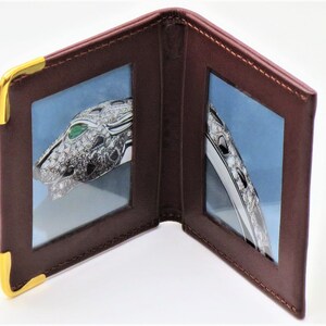 CARTIER PICTURE HOLDER in Classic Burgundy with Gilt Detail Includes Cartier Pouch and Box