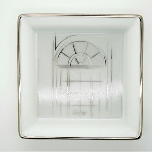 CARTIER MINI TRAY, "Rue de la Paix" Decor, Platinum Finish Motif & Trim, Cartier Trinket Tray, Cartier Ring Dish, Fine Porcelain, Limoges image 5