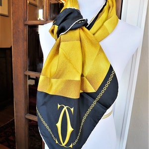 CARTIER SCARF, "Facets" Model, 100% Silk, Made in Italy, Cartier Foulard Soie, Vintage Scarf image 2
