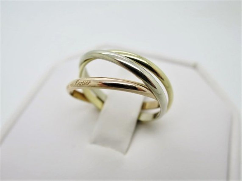 CARTIER XS Trinity Ring, 49 (4.75 to 5US), 18kt 3-Gold, Cartier Box & Certificate, Rings for Women, Stackable Rings, Bands, Gifts for Her image 3