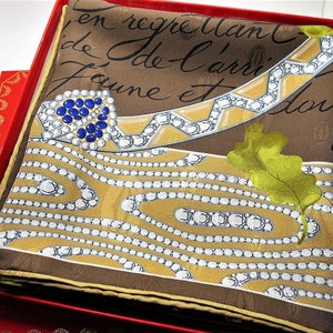 CARTIER SCARF, "L'Automne" Model, 100% Silk, Made in France, with Tag & Box, Cartier Foulard Soie, Vintage Scarf image 5