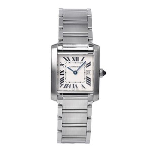 CARTIER TANK WATCH Medium Size Francaise Model in Satin Brushed Stainless Steel Absolutely Like New image 8