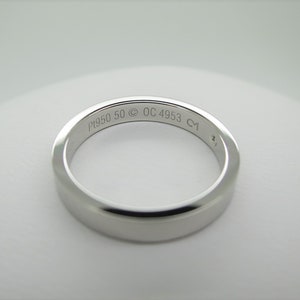 CARTIER WEDDING Ring, Size 50 (5.5 US), "C de Cartier", Platinum & Diamond, Cartier Box + Certificate, Cartier B4051300, Cartier B4051350 image 3