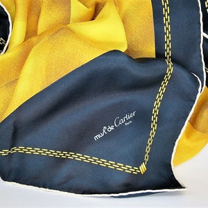 CARTIER SCARF, "Facets" Model, 100% Silk, Made in Italy, Cartier Foulard Soie, Vintage Scarf image 8