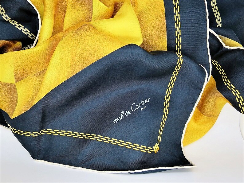 CARTIER SCARF, "Facets" Model, 100% Silk, Made in Italy, Cartier Foulard Soie, Vintage Scarf image 8