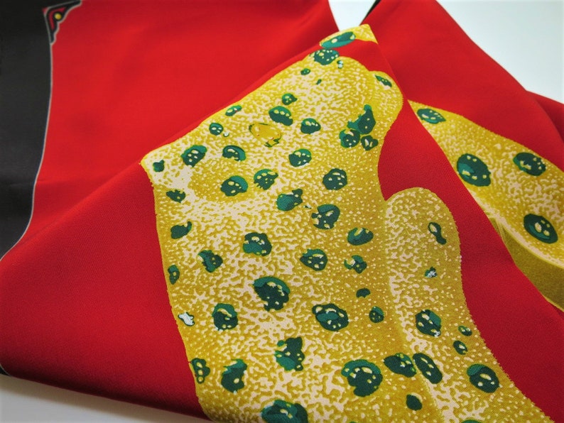 CARTIER SCARF, "Bejeweled Leopards" Motif, 100% Italian Silk Crepe de Chine, Cartier Foulard Soie, Vintage Scarf, Luxury Scarves, Red Scarf image 2
