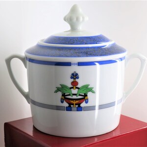 CARTIER 3-PC SERVICE, Coffee/Teapot w Cream & Sugar, "La Maison Venitienne" Porcelain w Cartier Red Boxes, Lapis Blue, Fine China, Limoges image 4