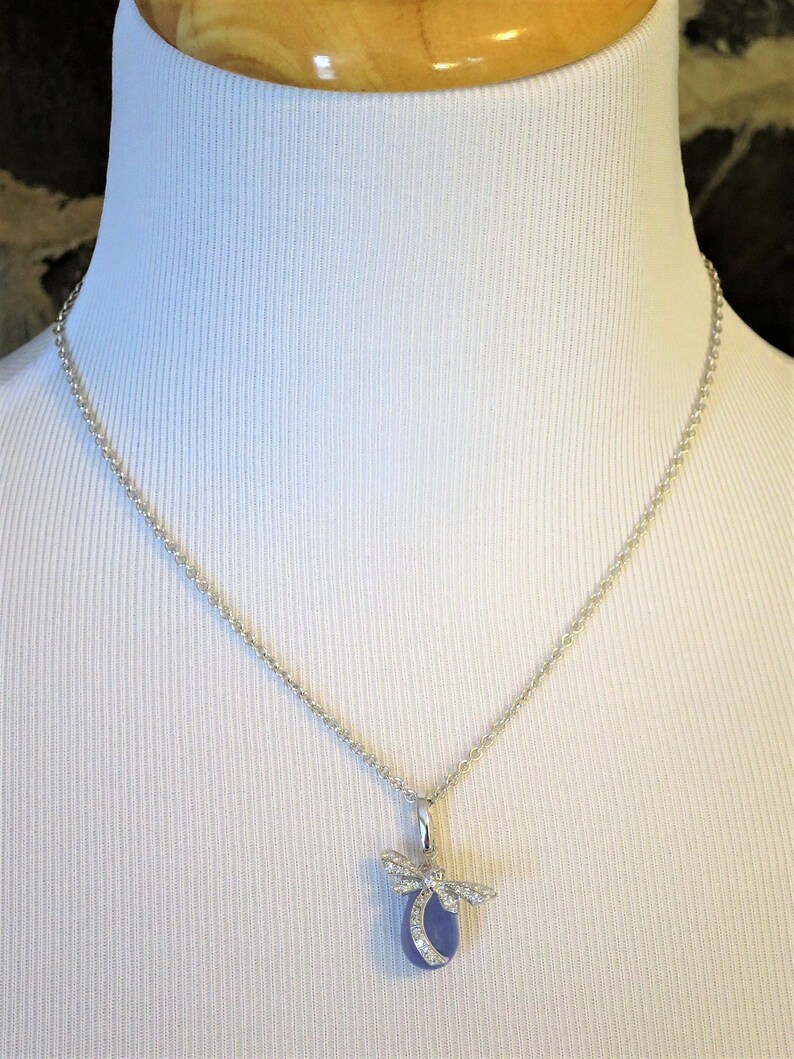 CARTIER PENDANT & CHAIN, "Dragonfly" Limited Edition of 60, 18kt w Lavender Blue Calcedony + Diamonds, Cartier Red Box, Cartier Paperwork image 4