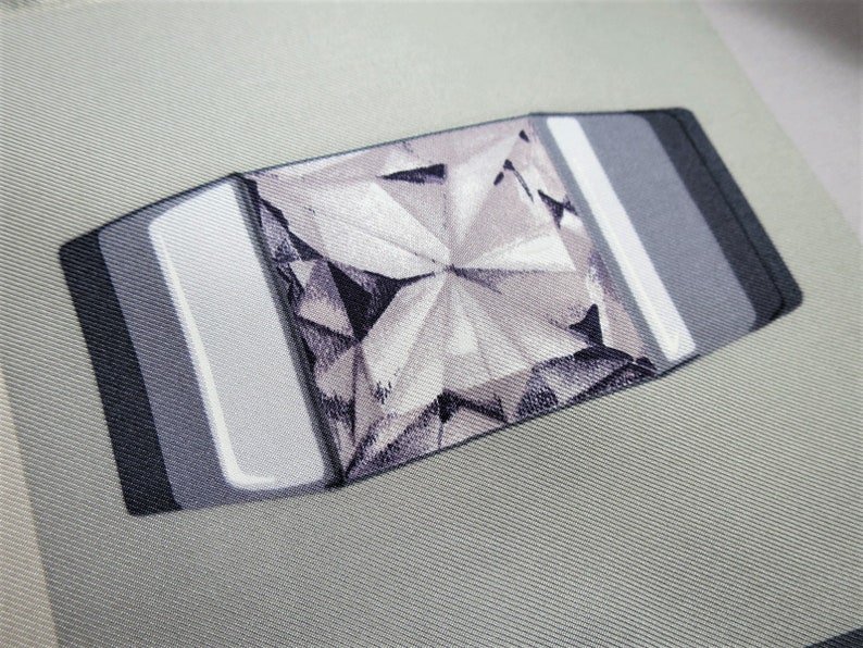CARTIER SCARF, "Tank Ring" Motif, 100% Silk with Tag, Made in Italy, Vintage Scarf image 2