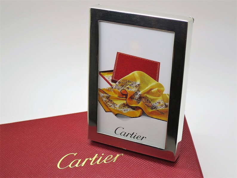 CARTIER PHOTO FRAME, Handmade of Solid Silver w Wood Back, Circa 1950's, Picture Frame, Gifts for Women, Gifts for Men, Vintage Cartier image 1