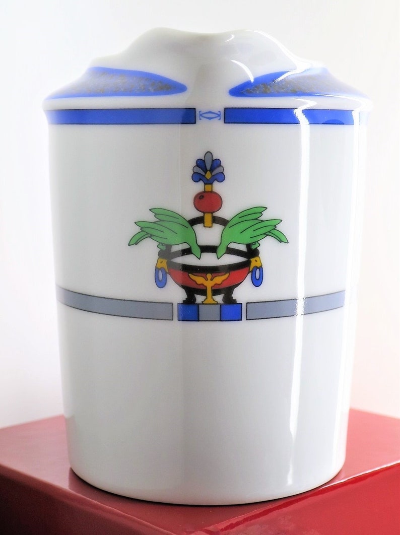 CARTIER 3-PC SERVICE, Coffee/Teapot w Cream & Sugar, "La Maison Venitienne" Porcelain w Cartier Red Boxes, Lapis Blue, Fine China, Limoges image 5